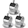 Sosoport 3 Pezzi Contatore Meccanico Manuale Anello, Display 4 Cifre | Conteggio Giri e Inventario, Rotella di Azzeramento, Struttura Robusta Argento
