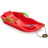 EMIX24.DE Race - Slittino per bambini, rosso, 87,7 cm, con 2 leve di sterzo | 2 leve per freno e sterzo, corda di trazione inclusa, resistente al gelo fino a -28 °C, slitta in plastica, per bambini