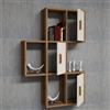 Dmora Mensola Kaneni 50x20x113h cm Marrone Noce 7 Ripiani Colore Struttura Bianco, Sfumatura Colore Struttura Noce