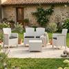 Dmora - Set Salotto da Esterno Urano, Set da Giardino con Cuscini, Salottino Indoor e Outdoor Effetto Rattan, 100% Made in Italy, Bianco