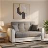 Dmora - Divano Letto con penisola Pablito, Divano Contenitore Reversibile in Ecopelle e Tessuto, Sofà Apertura Click-clack, 163x84h91 cm, Bianco e Grigio