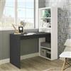 Dmora - Scrivania Denton, Scrittoio multifunzione reversibile con libreria 5 ripiani, Tavolo da studio o ufficio porta PC portalibri, 120x53h144 cm, Bianco e Antracite