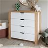 Dmora Cassettiera Tassili 90x42x85h cm Marrone Rovere 4 Cassetti Apertura Scorrevole, Chiusura Scorrevole