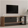 Dmora Mobile Porta TV Lavile 120x25x37h cm Nero Antracite Un'anta Apertura a Ribalta, 2 Vani