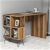 Dmora Scrivania Mevaar 120x60x79h cm Marrone Rovere Scuro 5 Ripiani 4 Vani, Colore Ripiano Marrone