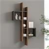 Dmora Mensola Ellori 54x20x108h cm Marrone Noce 7 Ripiani Colore Struttura Nero, Sfumatura Colore Struttura Noce