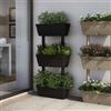 Dmora - Set di 3 vasi Durbuy, Composizione per orto casalingo, Set porta fiori per interno o esterno, 100% Made in Italy, 49x16h100 cm, Antracite