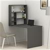 Dmora Scrivania Menoon 59x90x74h cm Nero Antracite 5 Ripiani 6 Vani, con Libreria