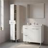 Dmora set Mobili Bagno Libby Bianco Lucido Specchio Incluso 3 Cassetti, 3 Ripiani