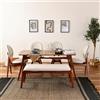 Dmora set Tavolo e Sedie Mirele Marrone Noce 6 Posti Dimensione Seduta Panca: 105x40h48 cm, Sedie: 54x44h90 cm, Dimensione Tavolo 160x78h75 cm