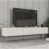 Dmora Mobile Porta TV Lurino 180x35x43h cm Bianco Crema 3 Ante Apertura a Ribalta, 3 Vani