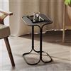 Dmora Tavolino da Salotto Netina 30x30x52h cm Nero Forma Quadrato Materiale Piano in Metallo, Colore Ripiano Nero