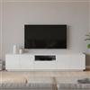 Dmora - Mobile porta TV Paul, Credenza bassa da soggiorno, Base porta televisione, 100% Made in Italy, cm 220x43h46, Bianco lucido