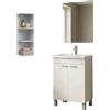 Dmora set Mobili Bagno Coolidge Bianco Lucido Specchio Incluso 3 Ripiani, 2 Ante