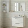Dmora set Mobili Bagno Thatcher Bianco Lucido Specchio Incluso 2 Cassetti, 2 Ripiani