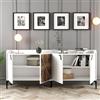 Dmora Credenza Hunahpu 180x35x78h cm Bianco 2 Ripiani 4 Ante, Madia 1 Anta Effetto Legno