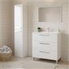 Dmora set Mobili Bagno Page Bianco Lucido Specchio Incluso 3 Cassetti, 2 Ripiani