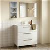Dmora set Mobili Bagno Somerton Bianco Lucido Specchio Incluso 3 Cassetti, 2 Ripiani