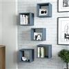 Dmora Mensola Kanera 30x30x24h cm blu Ardesia 5 Ripiani Modulabile, set da 5 Mensole, Sfumatura Colore Struttura Ardesia