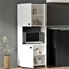 Dmora Credenza Gloas 60x31x140h cm Bianco 2 Ripiani 4 Ante, Madia 5 Vani