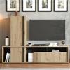 Dmora Parete Attrezzata Mosuko Marrone Rovere Nodi Modulabile 7 Ripiani, Mobile Soggiorno 3 Ante