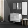 Dmora set Mobili Bagno CampVerde Bianco Lucido Specchio Incluso 2 Cassetti, un Ripiano