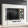 Dmora Parete Attrezzata Ocean 40x290x192h cm Bianco Lucido 20 Ripiani Apertura Battente e a Ribalta, 6 Ante Made in Italy