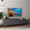 Dmora Mobile Porta TV Kovara 160x37x48h cm Nero Antracite 3 Ante Apertura a Ribalta, 3 Vani