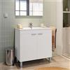 Dmora Mobile Sottolavabo Janesville 80x45x80h cm Bianco Lucido 2 Ante Apertura Battente, Chiusura Soft Close
