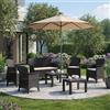 Dmora Set Salotto da Esterno Castelmon Nero Antracite 6 Posti 2 Tavolini, Salottino Outdoor Impermeabile Idrorepellente Made in Italy