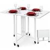 Shally Dogan Tavolo Pieghevole Pranzo Scrivania Multiuso Ruote Bianco Frassinato 100x80x75cm