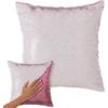 BAKAJI Cuscino Paillettes Federa Effetto Sirena Doppio Bianco Rosa 40x40cm Divano