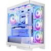 Modecom Case per computer MODECOM Volcano Space Apex ARGB, bianco, formato ATX Tower, pannello laterale in vetro temperato panoramico, ventole ARGB, supporto per montaggio verticale della scheda grafica, gestione dei cavi, ventole da 120 mm