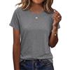 Jahetuul Maglietta Donna Manica Corta Girocollo T Shirt Cotone Elegante Magliette Donna Estiva Basic Top Tinta Unita Casual Comoda