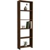 Dmora Libreria Vandor 50x20x160h cm Marrone Noce 5 Ripiani Installazione Libera, Biblioteca Struttura Verticale