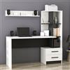 Dmora Scrivania Menelo 120x60x74h cm Bianco 7 Ripiani 2 Cassetti, 4 Vani