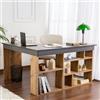 Dmora Scrivania Sylkor 130x120x72h cm Nero Antracite Angolare Cassetti, 6 Ripiani