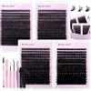 WENDY LASHES Kit Ciglia Finte 60D/80D/80D/100D Curvatura D 10-18mm | Extension Ciglia Ciuffetti Lash Cluster, Colla e sigillante, Pinzette e spazzolino per sopracciglia