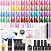 PHOENIXY POLYGEL PHOENIXY 48 Pezzi Kit Semipermanente Unghie Completo con Lampada UV LED 36W | 20 Smalti Semipermanenti per Unghie, 4 Gel Ricostruzione Unghie, Liquido Slip, kit Unghie Gel Completo per Principianti