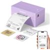 MUNBYN Stampante Etichette Adesive Bluetooth, Spedizione 4x6, 130B, Viola | Compatibile Con iOS/Android/Win/Mac, 203DPI, 40-110mm, Senza Inchiostro, 25 Fogli Inclusi, Per Pacchi, Corrieri E Magazzino