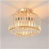 ANWIO Plafoniera Cristallo Oro, Lampadari Camera da Letto E27 con 1 Luce,Plafoniera Soffitto Cucina Moderno, Lampadario Cristallo Sala da Pranzo con Paralume in Vetro, 26.5 CM (Senza Lampadine)Kitchen