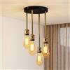 ANWIO Lampadario a Sospensione E27, Lampada da Soffitto Industriale Vintage Nero, Lampadari Cucina 4 Luci，Lampadario Moderno Per Soggiorno, Sala da Pranzo, Camera Da Letto(Senza Lampadina)