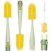 Orzbow Pack de 2 Scovolino Biberon, 5-in-1 Scovolino Per Bottiglie con Spazzolino Integrato per Tettarelle, Cannucce, Pulisciorlo a U e Gancho Extractor, Durevole & Compatto, Verde