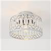ANWIO Lampadari Cristallo Argento, Plafoniera Cristallo E27 con 1 Luce, Lampadari Soggiorno Argento Cristalli, Plafoniera Vetro Soffitto per Sala da Pranzo, Cucina, Camera, 27 CM (Senza Lampadine)
