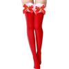 SATINIOR Calze Autoreggenti Sopra il Ginocchio in Nylon Opaco con Fiocco di Natale per Donna Ragazze, 1 Paio (Rosso)