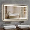 YU YUSING Specchio Bagno con Luce 100x60cm, Specchio da Parete con LED | 3 Colori, Luce Regolabili, Contro Touch, Display dell'Ora, Telaio in Metallo, Antiappannamento, IP44, Orizzontale, Argento