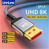 Unnlink DisplayPort Cavo DP 1.4 8K 60Hz 4K 165Hz Treccia Ad Alta Velocità Compatibile DP1.2 per PC Laptop a TV Monitor 1m 1.5m 2m 3m 5m