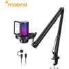 maono Microfono USB da Gaming MAONO DGM20S con Cancellazione del Rumore, Luci RGB, Funzione Mute e Monitoraggio a Latenza Zero per Streaming e Podcasting