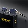 CATERSIDE Occhiali da sole retrò senza montatura da uomo con montatura in metallo poligonale, occhiali da sole da donna di alta qualità, regalo da viaggio all'aperto, stile estivo