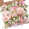 NONE Set di scatole combinate di fiori artificiali, bouquet da sposa con rose artificiali in seta rosa per fiori centrali fai da te in uscita/interno per